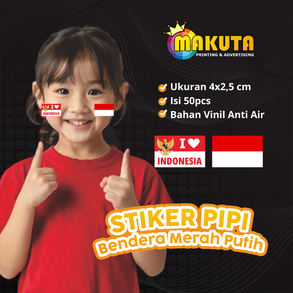 

(Isi 50PCS) Stiker Pipi Bendera Indonesia 17an Agustusan Merah Putih Garuda
