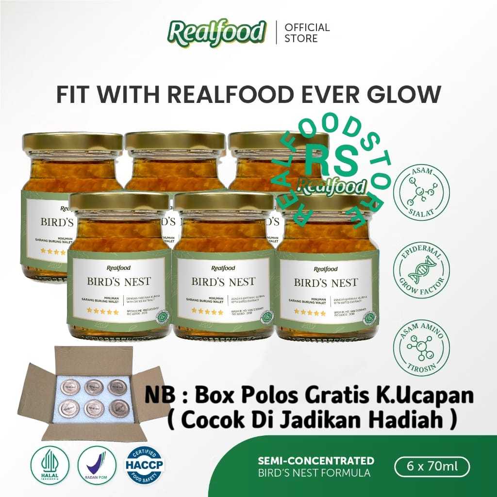 

Realfood Ever Glow Rasa Kurma 6 Botol Box Polos ( Minuman Sarang Burung Walet ) RS