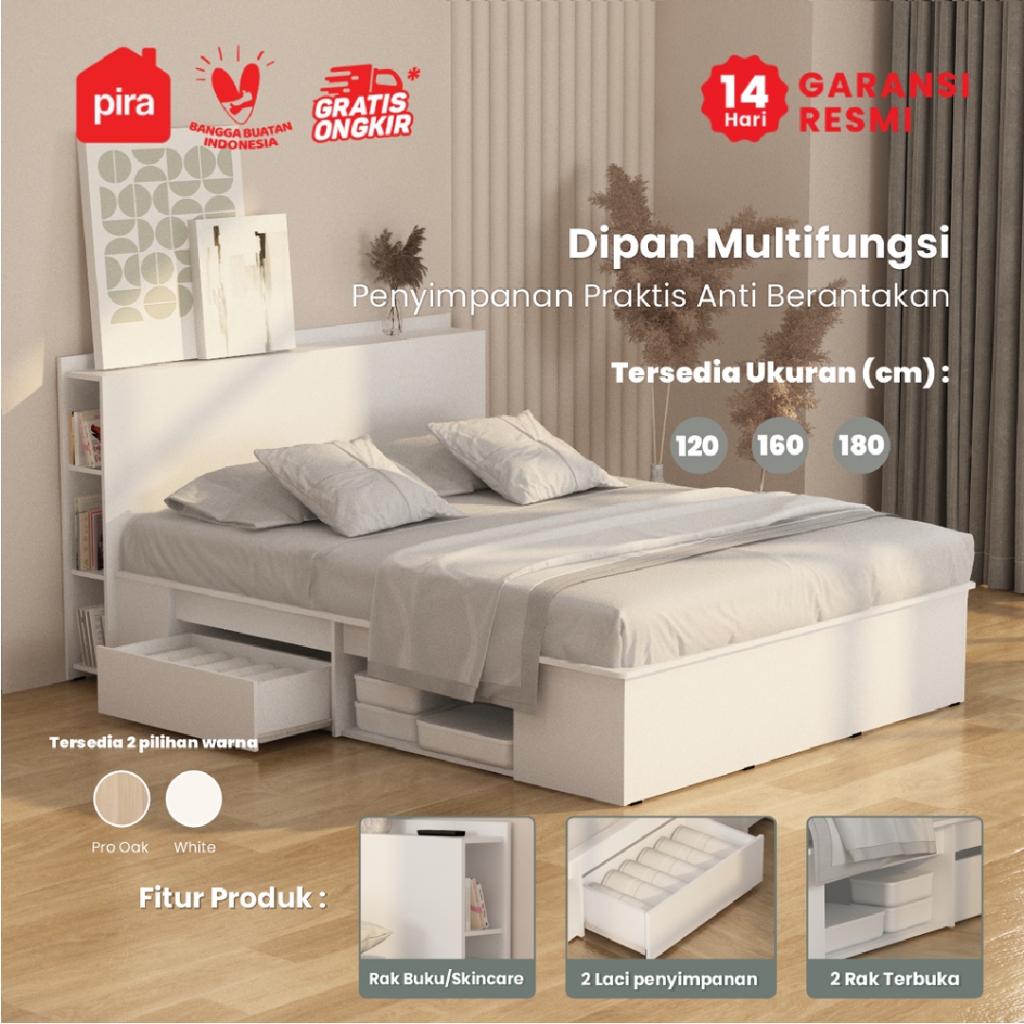 Pira Bavarian - Morgan BD 160 Dipan / Ranjang / Tempat Tidur dengan Laci Penyimpanan