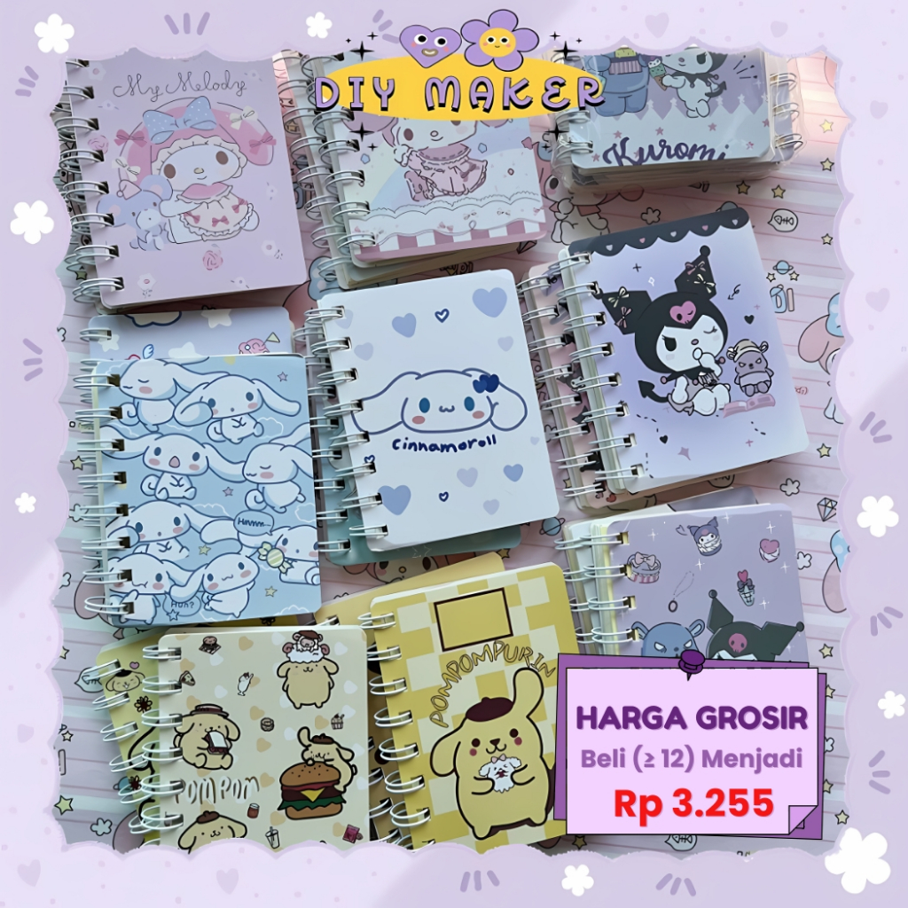

DM Notebook Buku A7 Kartun Lucu Minibook Buku Tulis Notepad Motif Lucu Notebook Ring 80 Lembar Motif