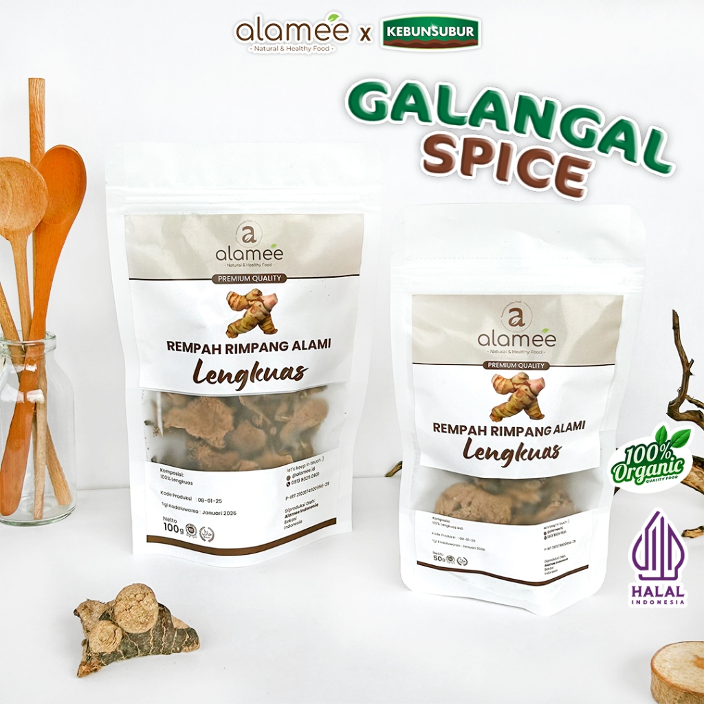

ALAMEE Lengkuas Iris Kering Dried Galangal Rempah Rimpang Organik Alami Spice Kebunsubur Kebunsubur