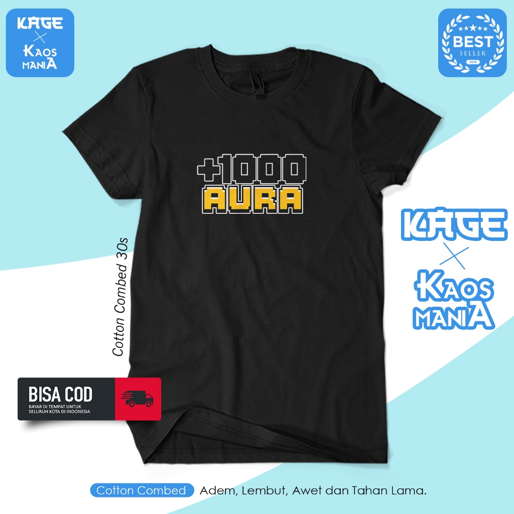 Kaos Pria Distro +1000 AURA FARMING - Kaos SIGMA GEN Z/ Kaos Cotton Combed 30s KAOS KAGE