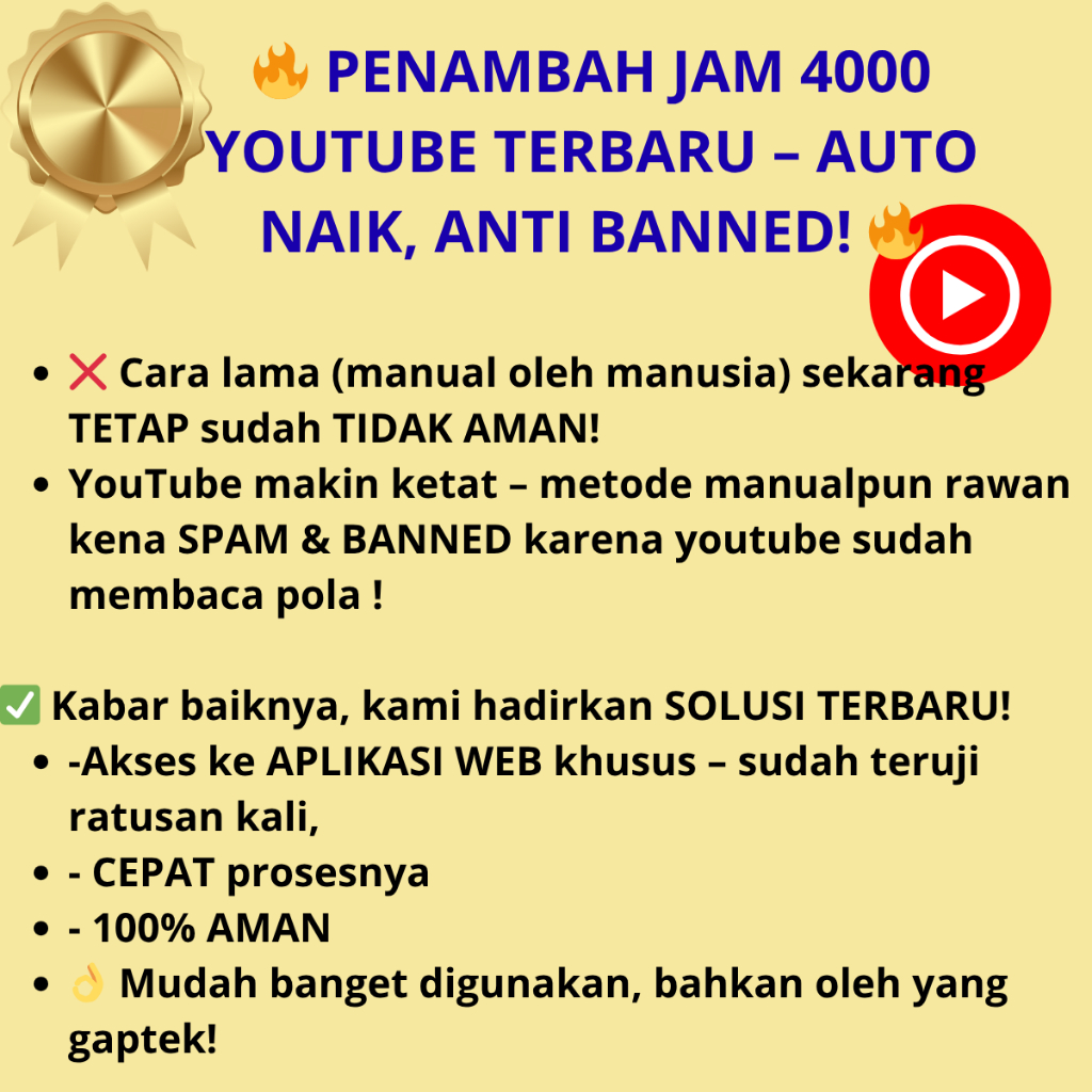 ALAT VieWERyoutubE 4000Jam retensi tinggi jamTAyang Premiumm viewSyoutube PROMO super