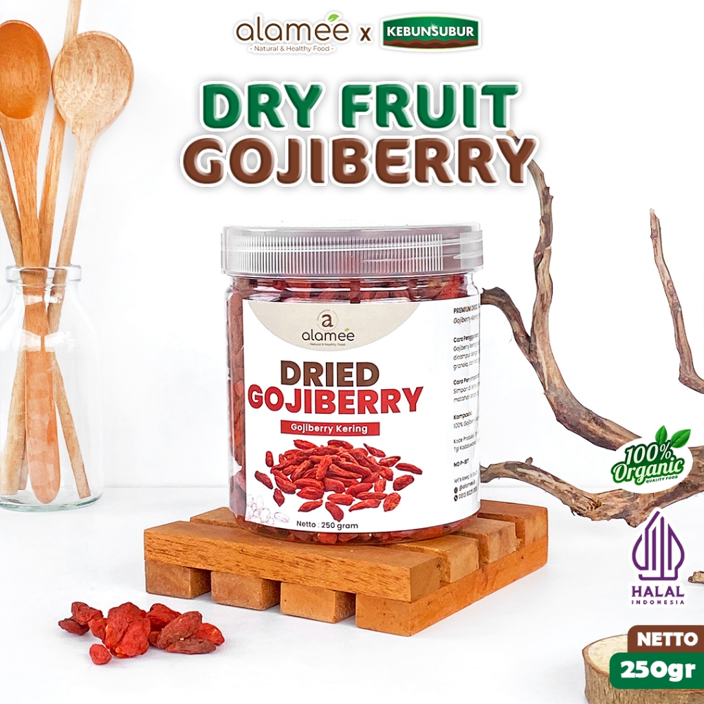 

ALAMEE Gojiberry Kering Cemilan Buah Sehat Rendah Kalori Dried Kici Kering 250gr kebunsubur