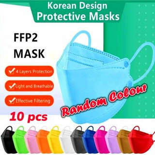 10 PCS Masker KF94 Dewasa Warna 4ply Layer Disposable Adult Earloop Korea Protective 3D Face Mask