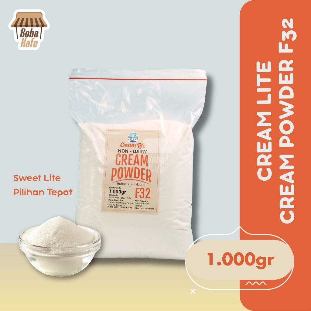 

Cream Lite F32 / Non Dairy Creamer / Bubuk Special Premiks Krimer Nabati dari Santos | Cocok untuk minuman dan dessert