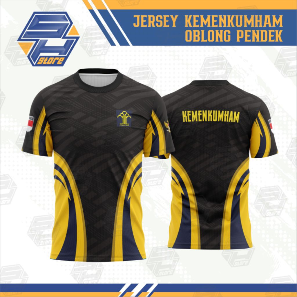 Jersey Kemenkumham Citra Dharma DRI-FIT Lengan Pendek - Hitam Kuning Biru / Kaos Kemenkumham / Baju 