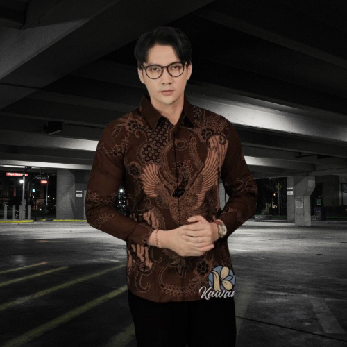Kemeja Batik Mahogani Baju Pria Motif Terbaru Modern Lengan Panjang Reguler Premium