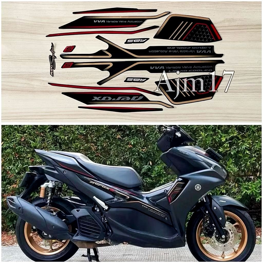 Striping lis sticker motor yamaha aerox s Abs 2023 hitam full stiker aerox hitam 2023 Abs