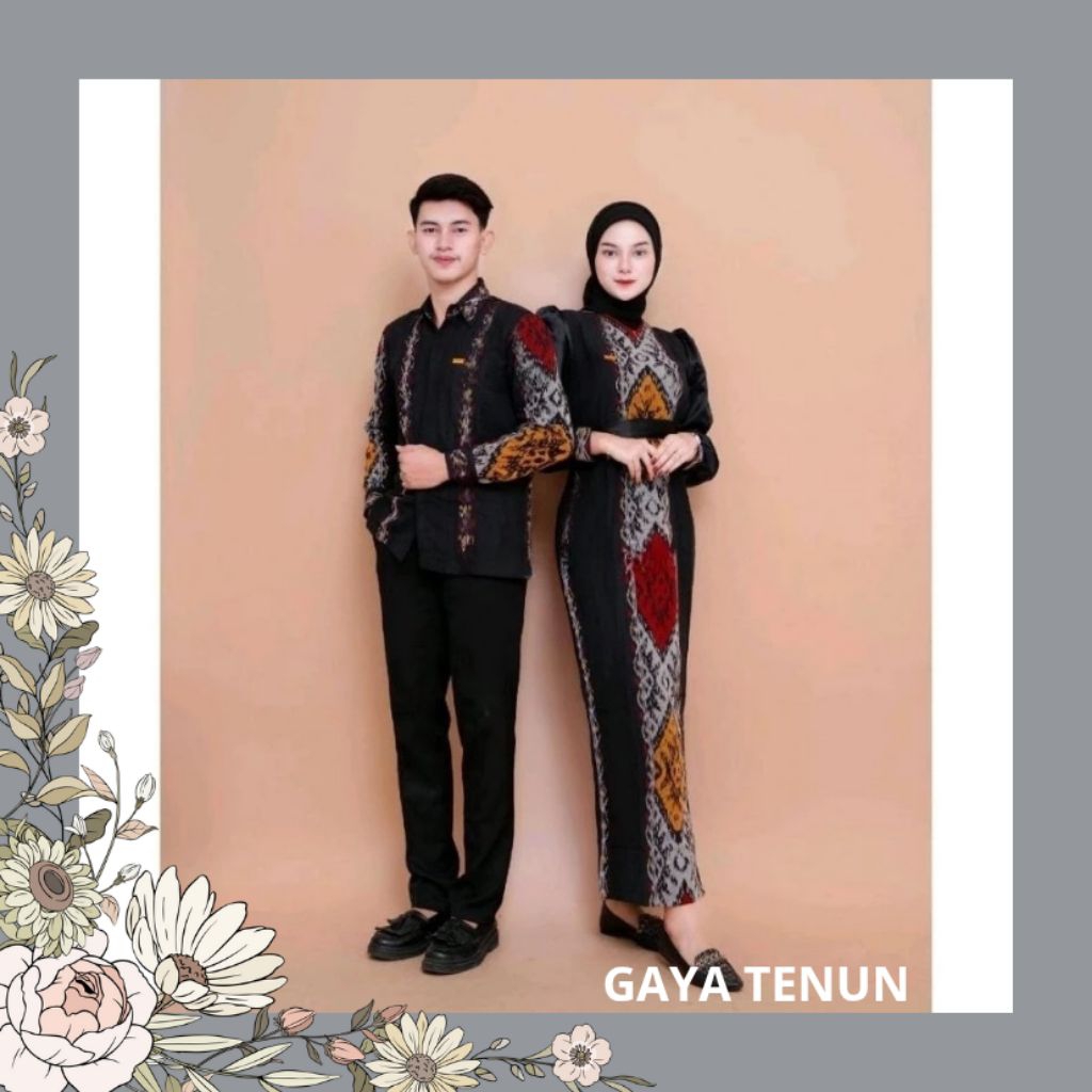 Set couple tenun - baju couple tenun - baju couple keluarga - kemeja tenun - gamis tenun