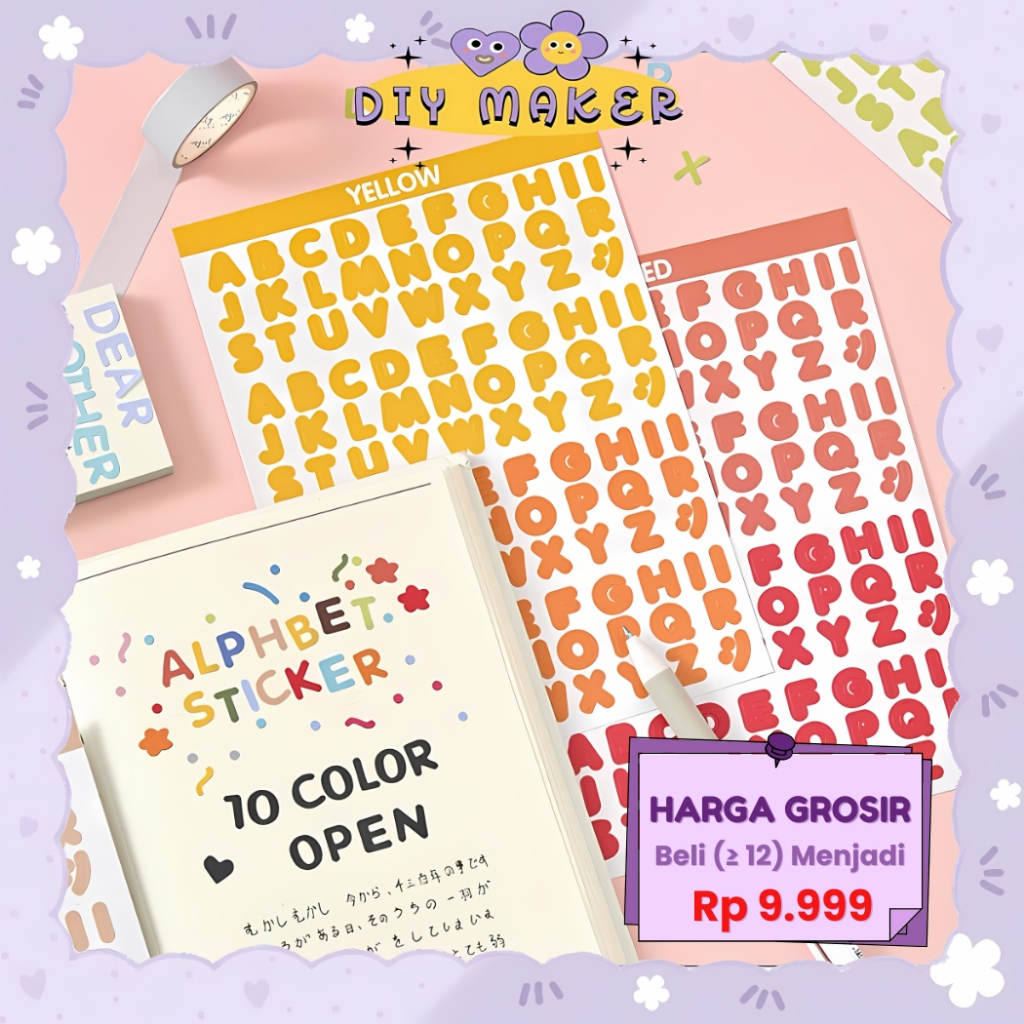 

DM Stiker ALPHABET dan ANGKA Aesthetic DIY Decor Buku Diary 1 Set 2 in 1 Stiker Huruf Deco - SP09