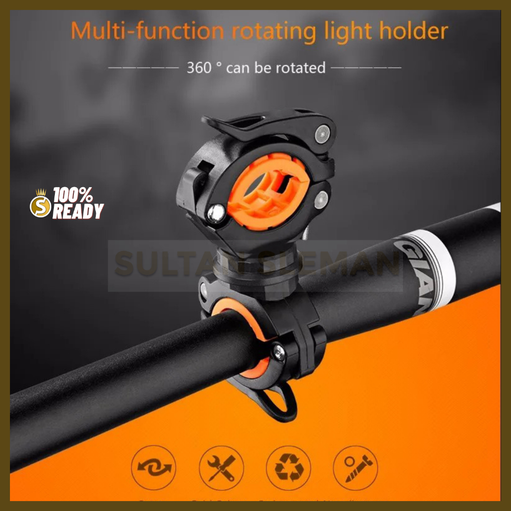 Holder Senter Sepeda / Clamp Penjepit Senter 360 Derajat / Bracket Holder Senter / Clamp Senter