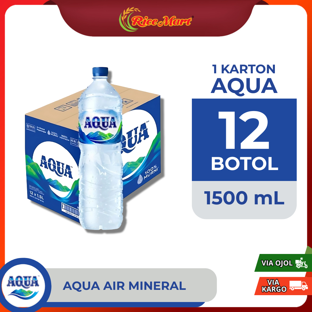 Aqua Air Mineral 1500ml Botol Besar 1 Dus Isi 12 / Aqua 1500ml 1 Dus