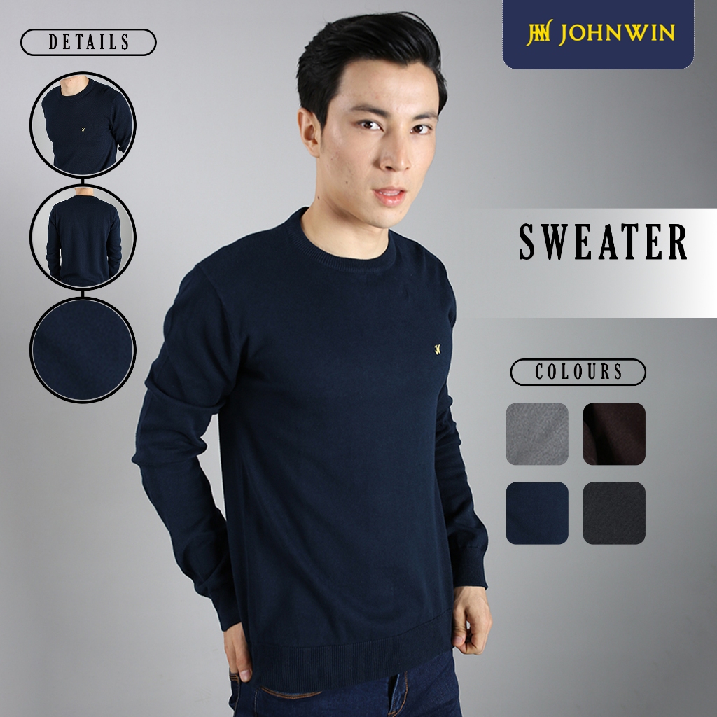 Johnwin - Sweater Pria - Motif Polos - Dark Navy - ASW.660.D047.003.C L/S