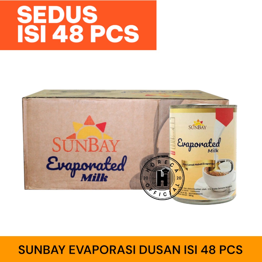 

SUNBAY EVAPORATED MILK 380GR SEDUS 48PCS / SUN BAY SUSU EVAPORASI 380 GRAM 48PCS
