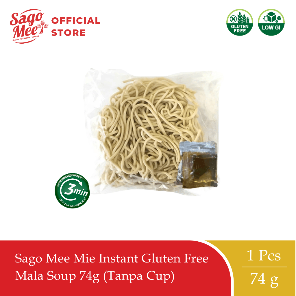 

Sago Mee Gluten Free Mie Instan Cup Kuah No MSG Rasa Mala Soup 74g (Tanpa Cup)