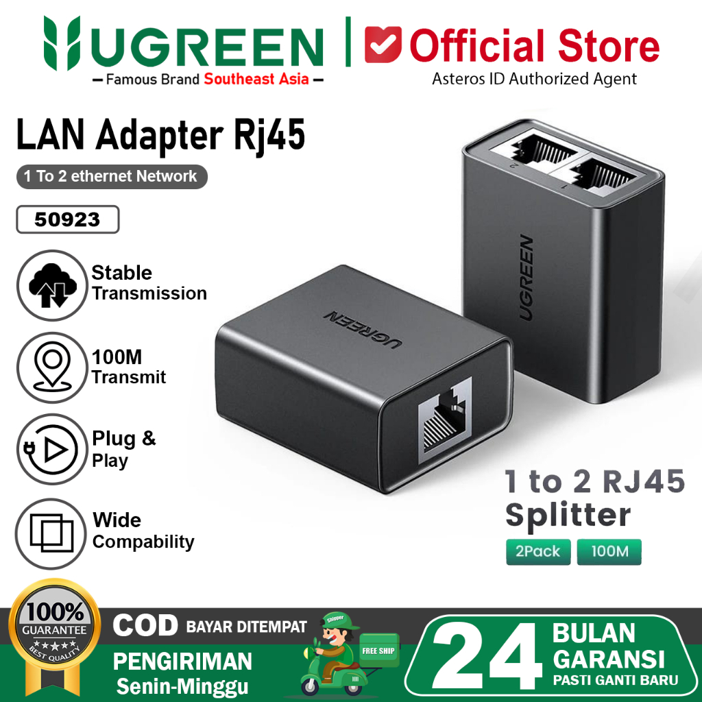 UGREEN Barel UTP RJ45 Konektor Sambungan Kabel Lan Cat5e Cat6 Anti Thunder