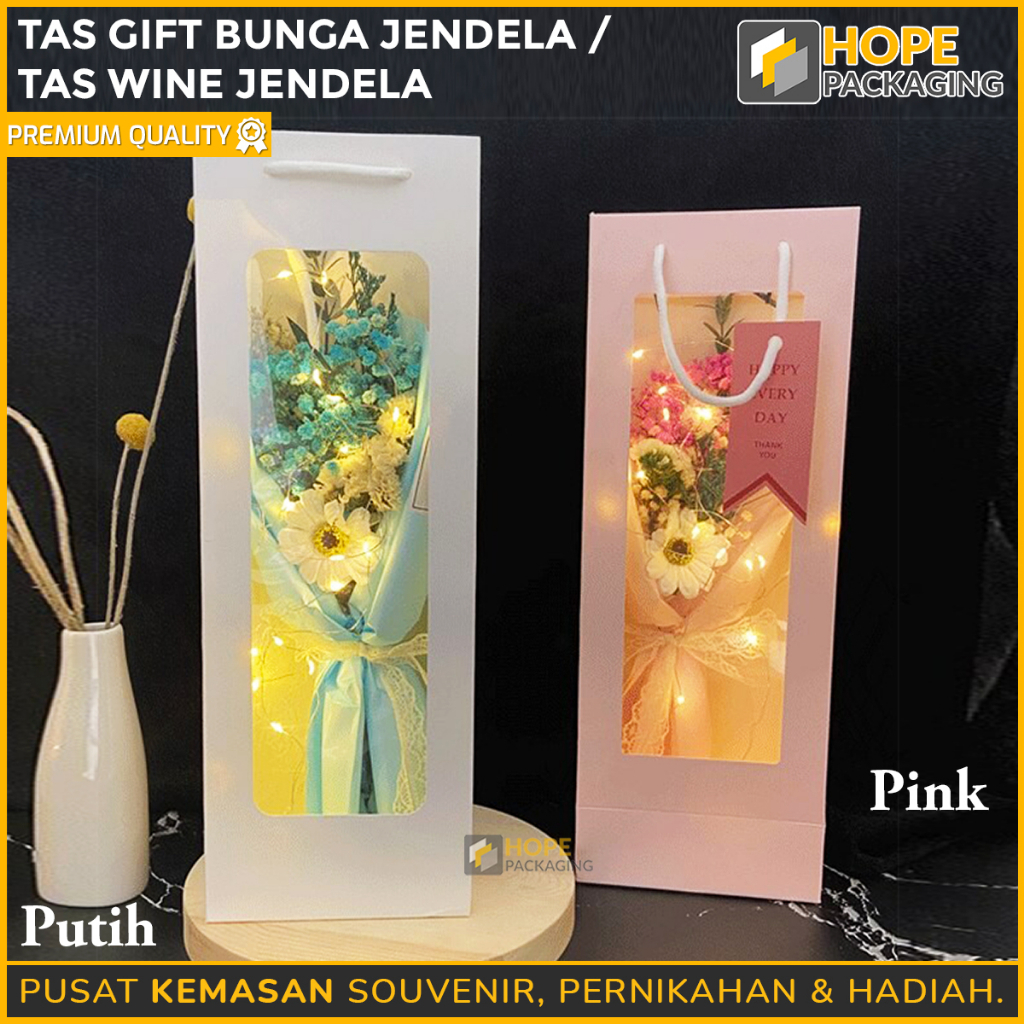 

Tas Bucket Bunga Jendela/ Gift bag Souvenir/ Paperbag Wine Botol Tumbler/ Vas Dekorasi Bunga Cantik/ Bucket Flower