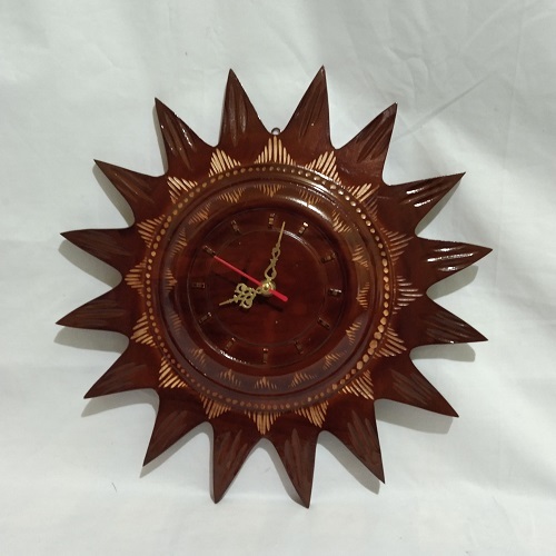 Jam Dinding Kayu Jati Model Bunga Matahari