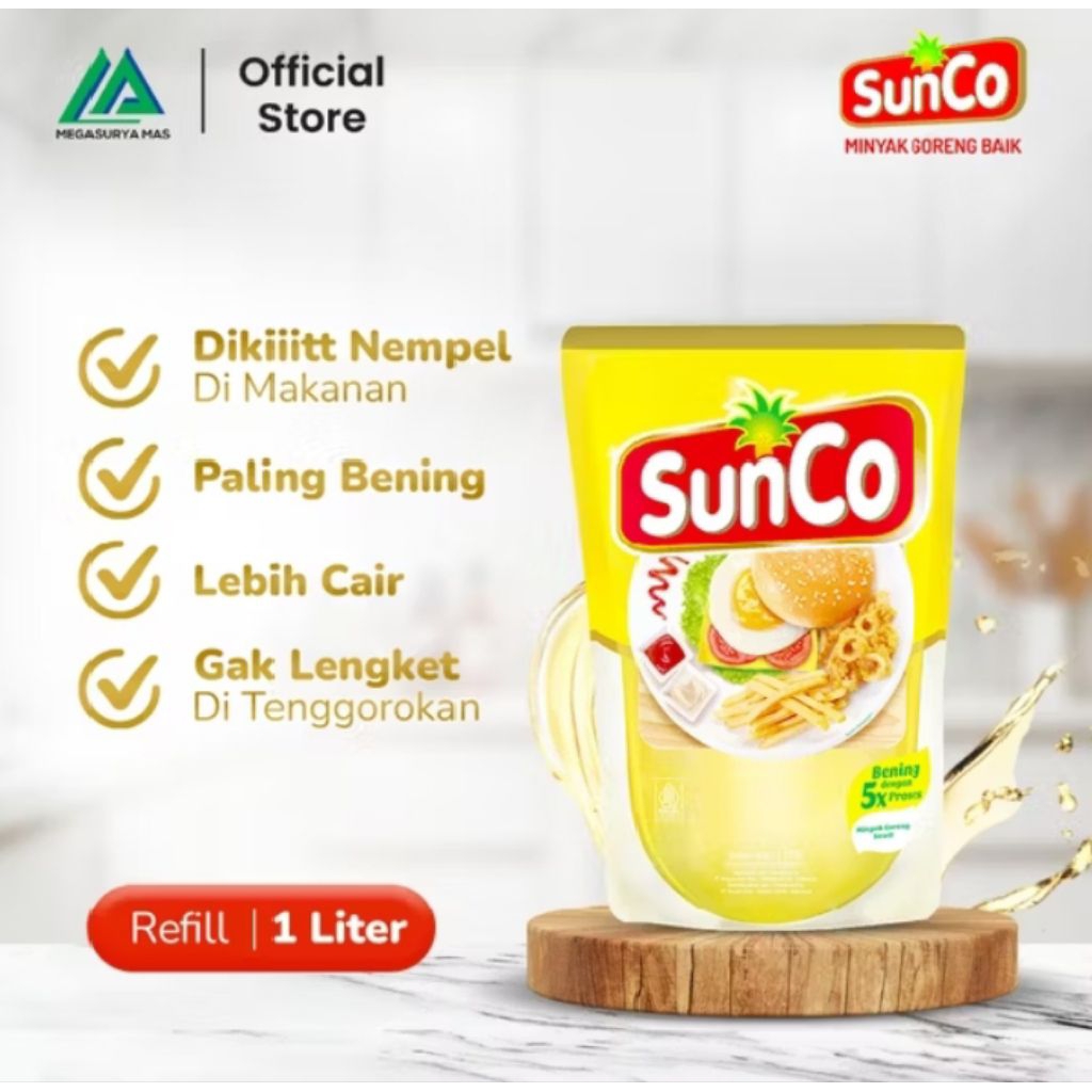 

SUNCO 1 liter minyak goreng paling bening dan sehat