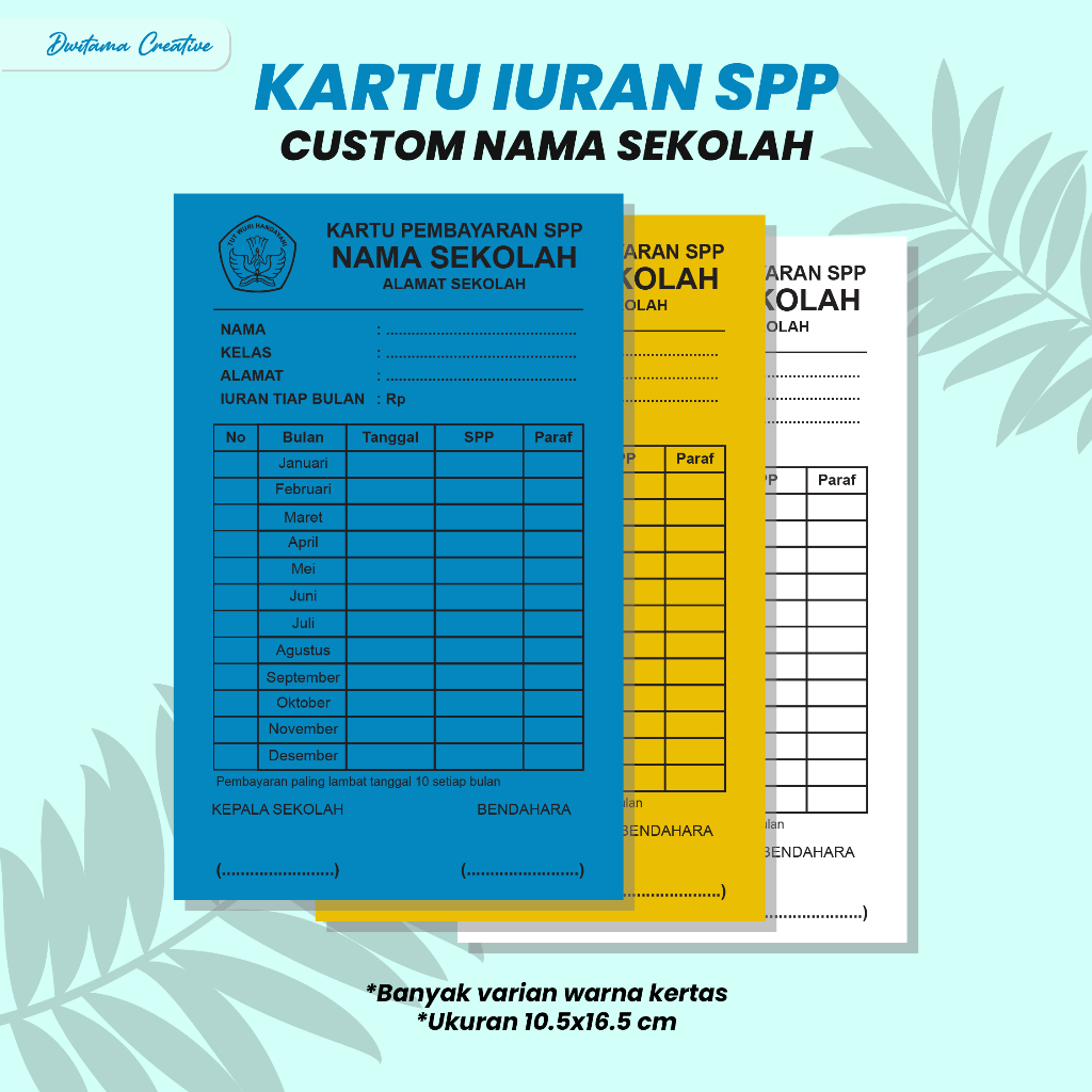 

Kartu Iuran SPP – Custom Nama Sekolah dan Logo