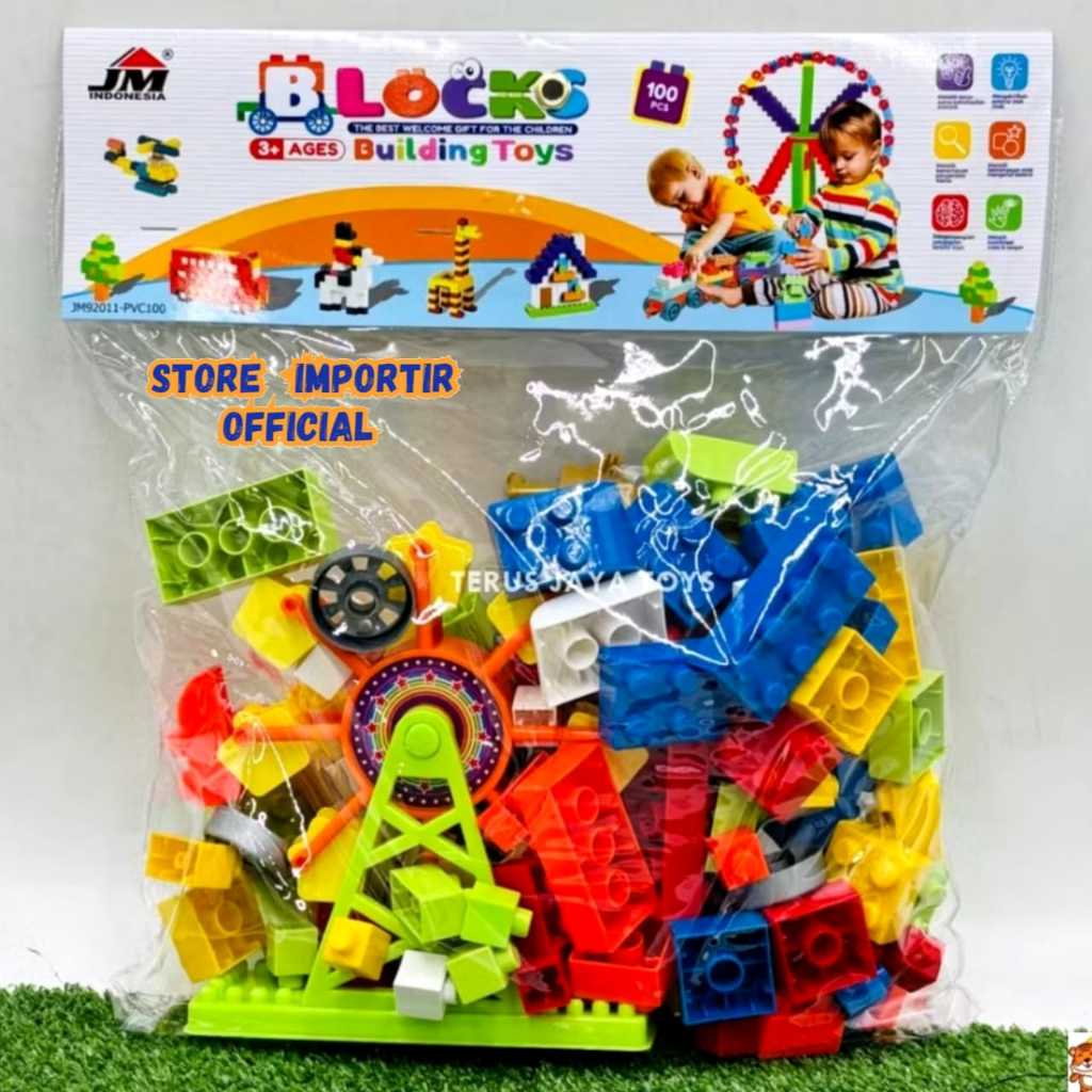 Mainan Block Bricks Bianglala Kincir Kereta JM92011 Set kantong Isi Banyak | Puzzle Balok Susun Mera