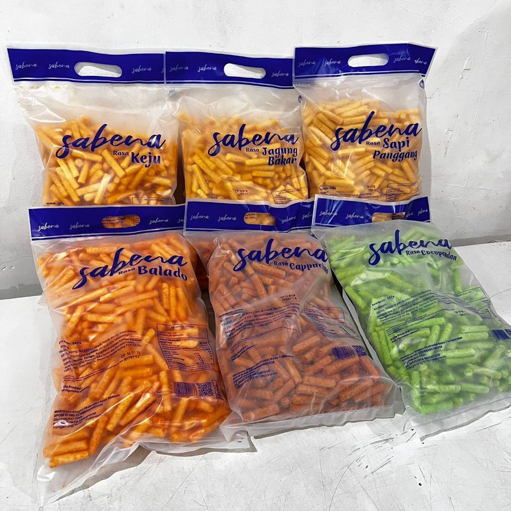 

Sabena Stik Isi 3 Pack @340g - Varian Rasa Enak - BPOM HALAL - Cemilan Viral - Snack - Gurih