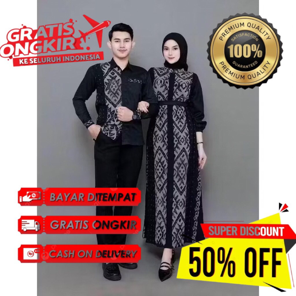SET COUPLE TENUN DRESS BELVIA BLACK SET COUPLE KONDANGAN TUNANGAN KEKINIAN