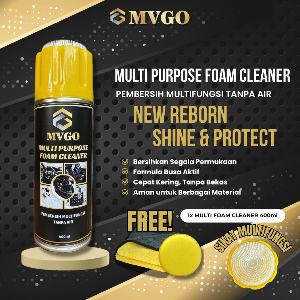 MVGO Foam Pembersih Multifungsi Interior Mesin Mobil Motor Helm Tas Sepatu Free Kain Microfiber & Sp