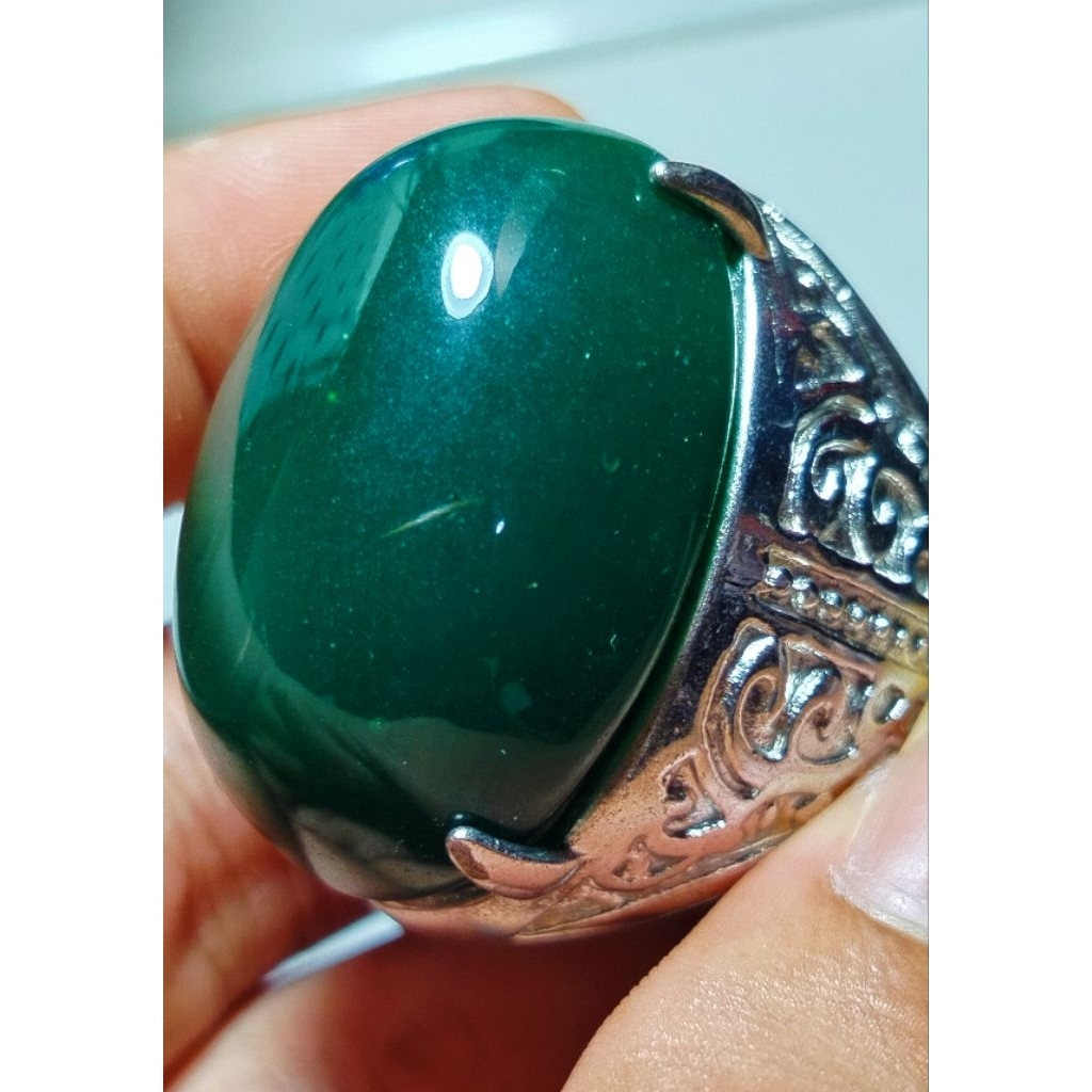 Cincin Akik Pria Bacan Doko Super Jumbo Tembus Ring Titanium Mewah