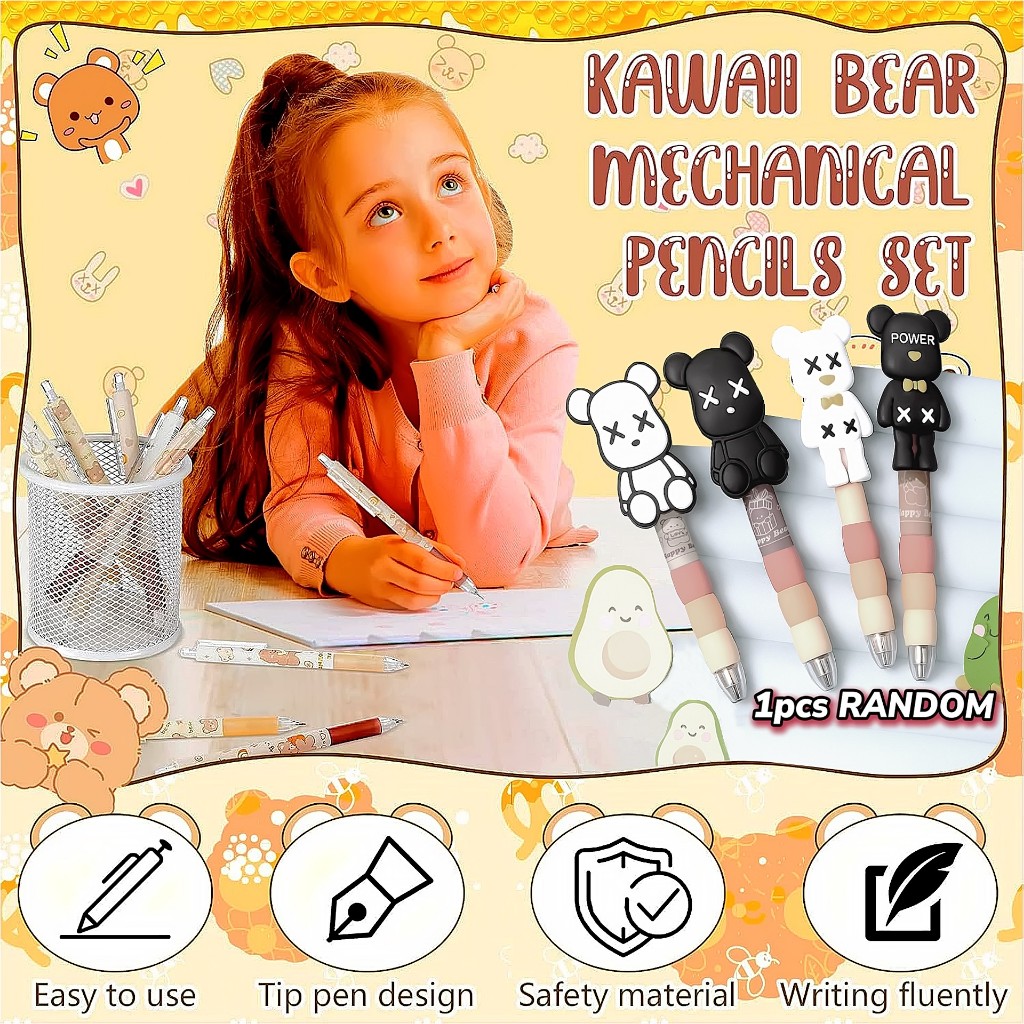 

Pulpen Pena Jel Mekanik Sekolah Anak Aesthetic Pencet Cetek Tekan Motif Karakter Kartun Beruang Happy Bear Kawaii Cartoon Retractable Gel Ink Pen