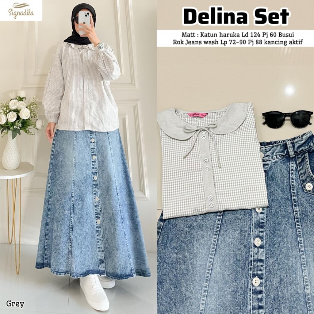 NEW Delina set rok baju setelan wanita by Signadila