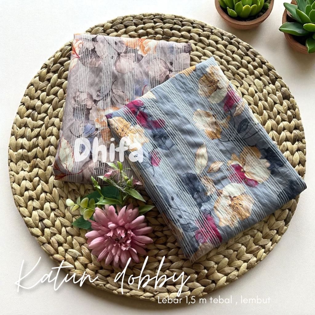kain katun dobby premium motif bunga - kain sarimbit -  bahan katun untuk gamis