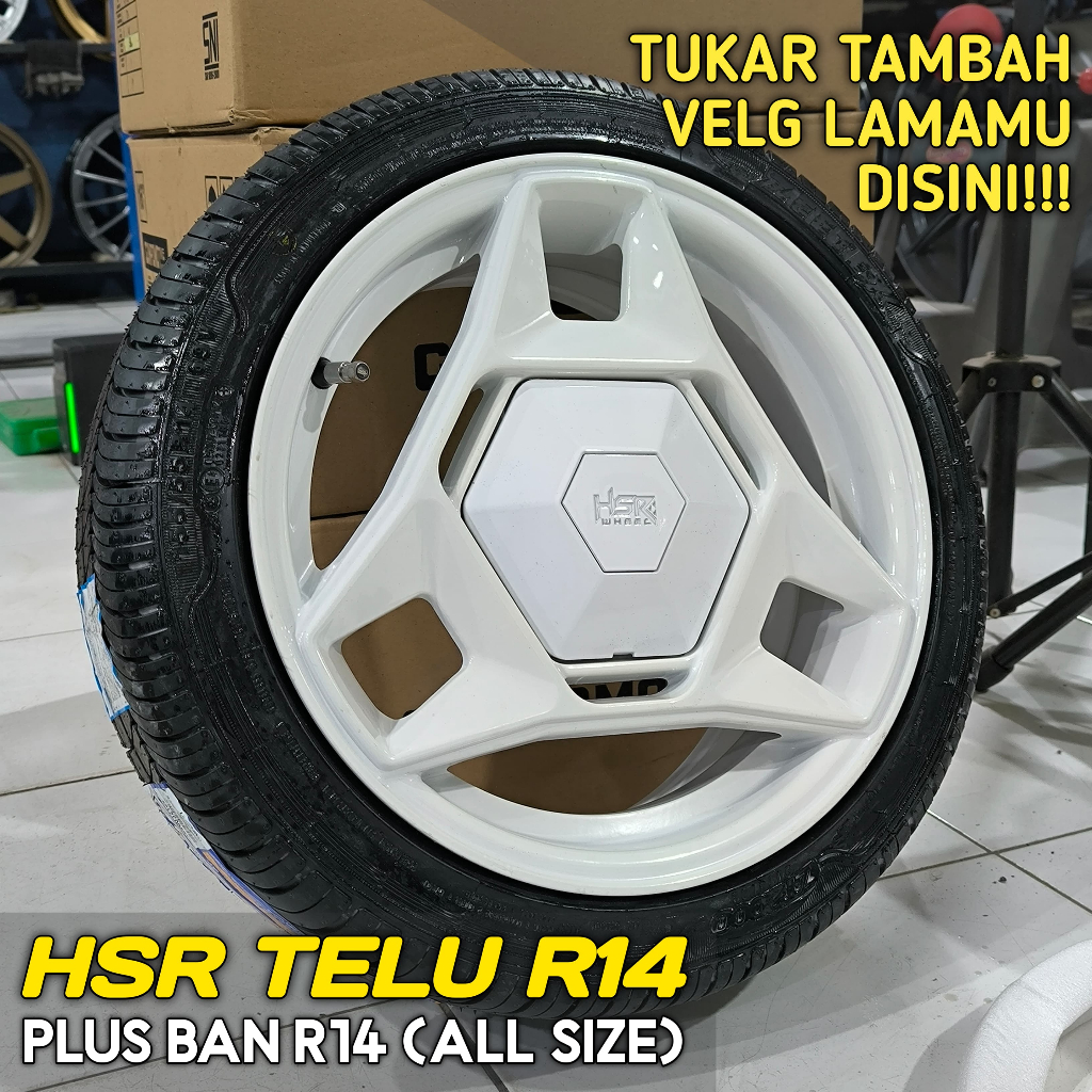 PAKET VELG DAN BAN HSR TELU RING 14 PLUS BAN SEMUA UKURAN R14 4PCS