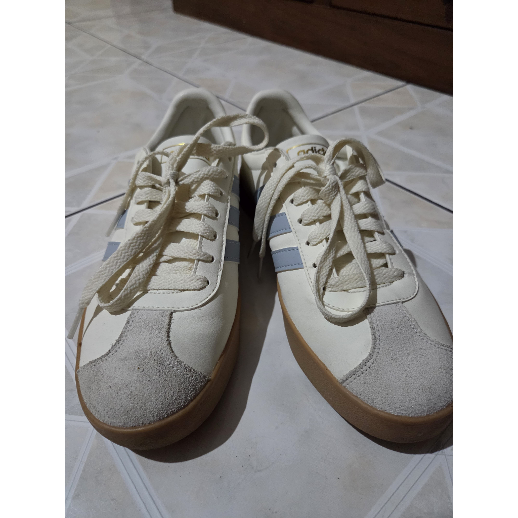 Sepatu Skate Adidas VL Court Classic JH5063 Warna Off White-Blue Second Size 41