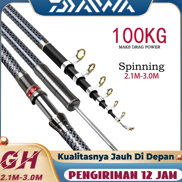 Selalu Baru DAWAI Pancing 21m36m Carbon Fiber Spinning Rod Joran Pancing Alat Memancing Ringan dan K