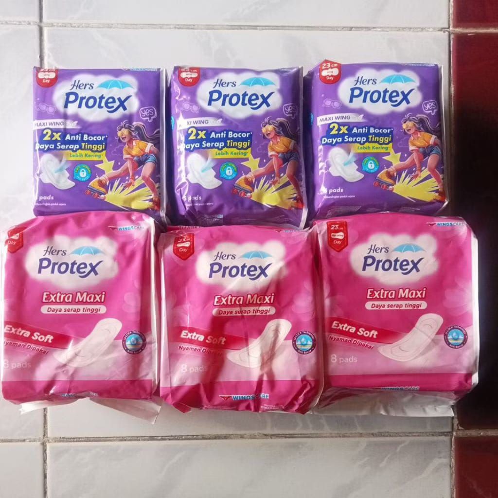 3 Pack Protex Pink isi 8 (Non Wing) + 3 Pack Protex Ungu isi 5 (Maxi Wing)