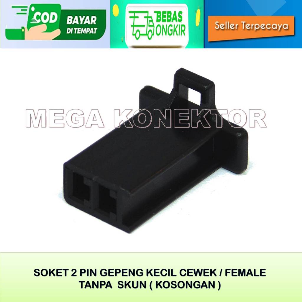 SOKET KABEL MOTOR 2 PIN KECIL HITAM FEMALE KOSONGAN-SOKET–SOKET KABEL–2 PIN- SOKET–SOKET 2 PIN NYLON