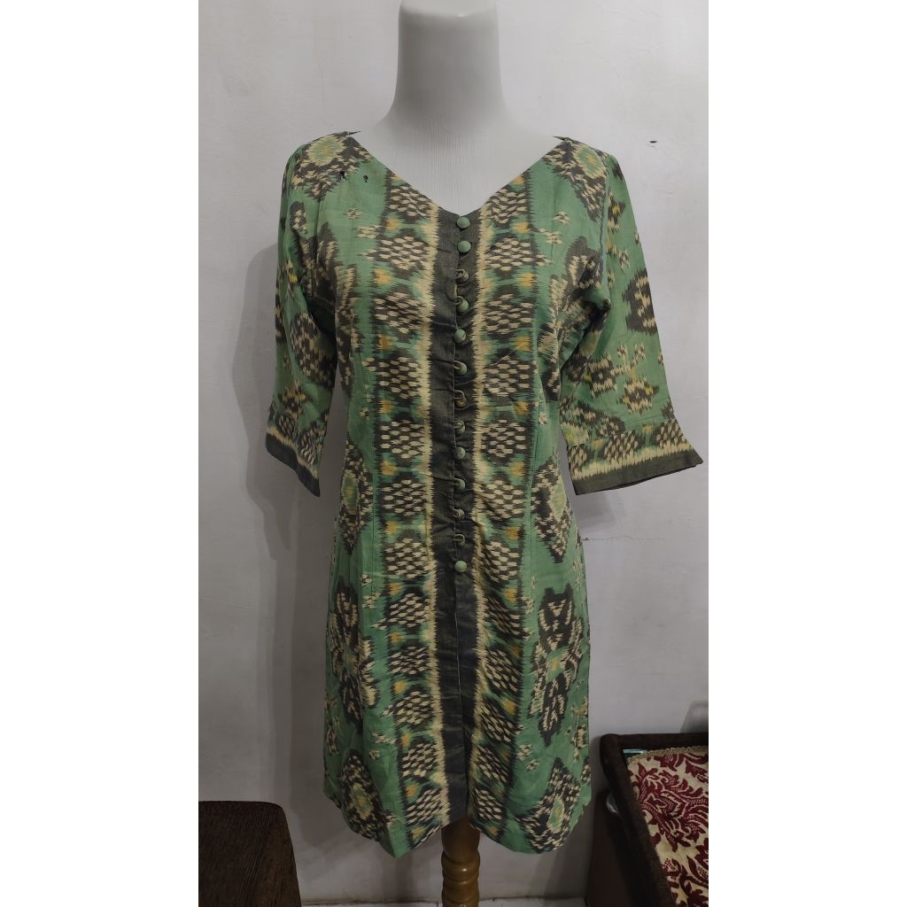 [PRELOVED] Midi Dress/Tunik Batik Hijau - No Brand