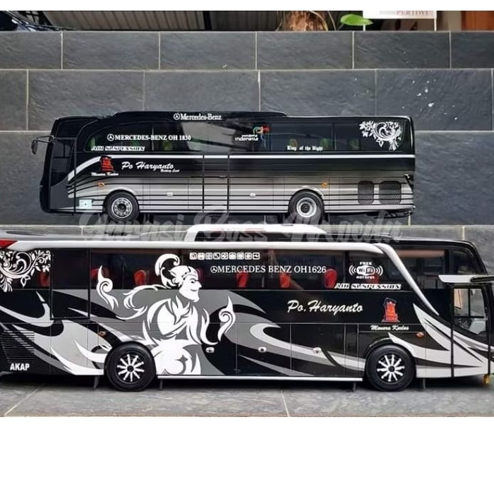 Miniatur bus PO Haryanto jb3 wayang Basuri telolet plus lampu led