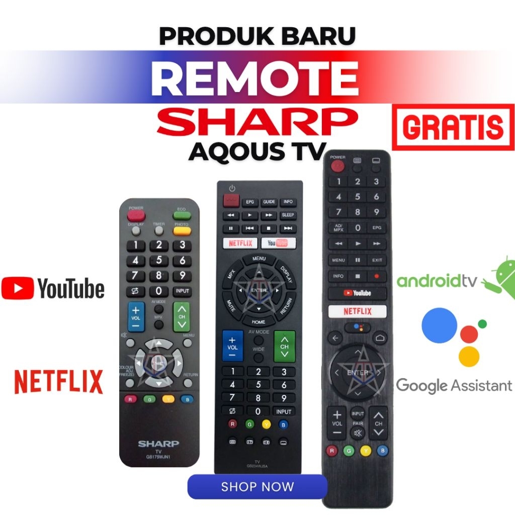 Remote Control Tv Sharp Smart Tv LED LCD TV Sharp Aquos, Remot Smart Tv Sharp