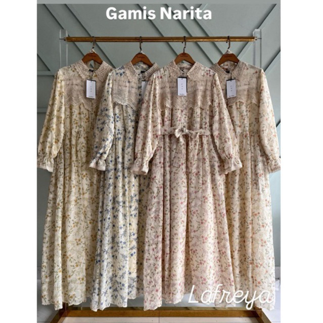 gamis narita,  dress lfy, gamis lafreya, gamis bangkok, gamis putih, white maxi, dress katun bordir,