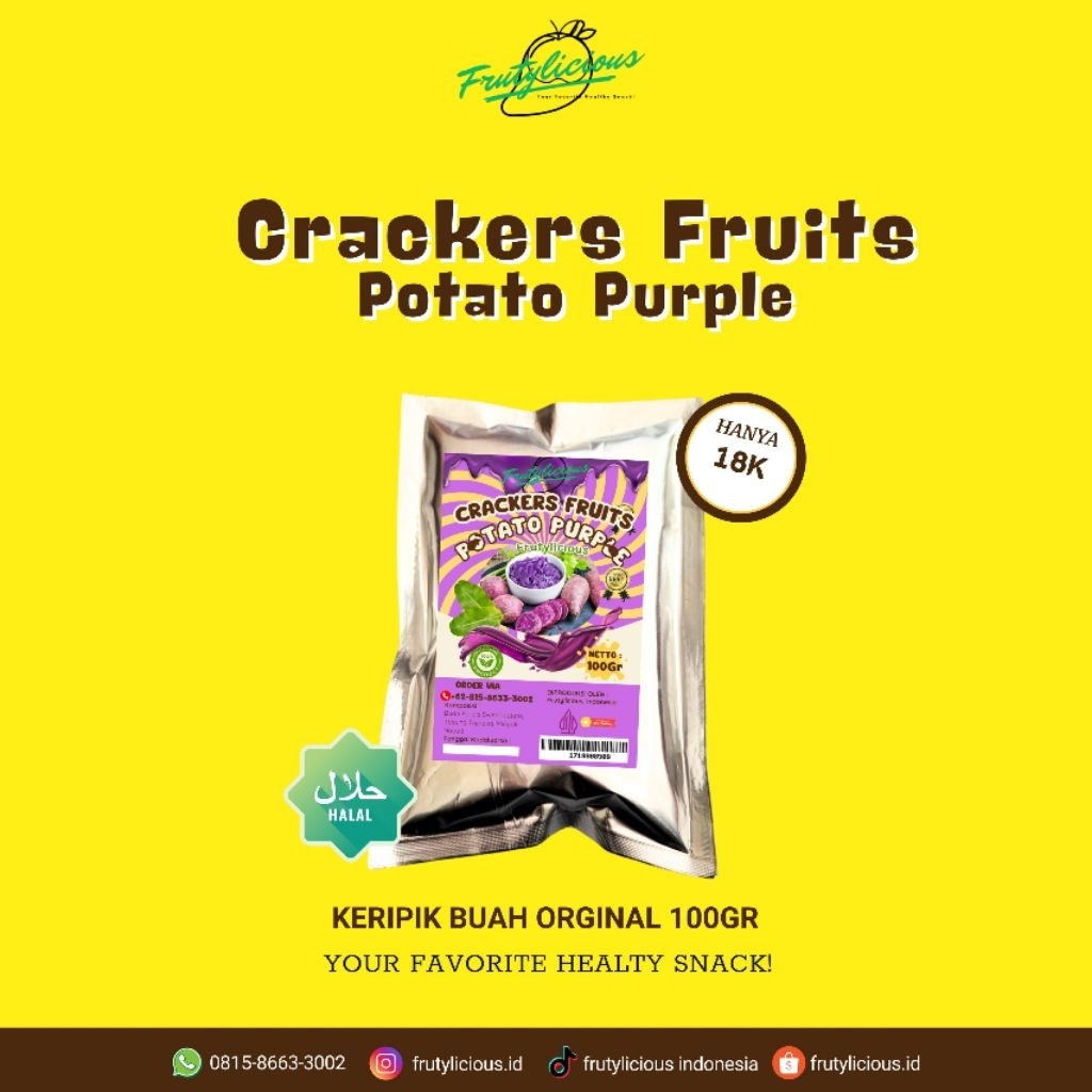 

Crackers Fruits Potato Purple Keripik Buah Orginal 100gr