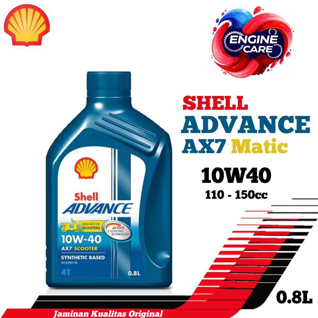 PASTI ORIGINAL - Oli Shell Advance AX7 Matic 10W40 0.8/1L – Oli Motor Matic Original FREE STICKER