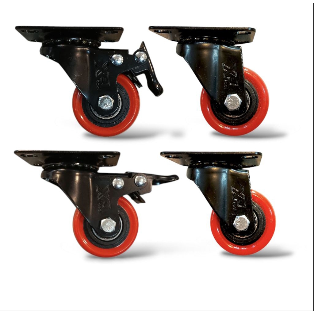 RODA TROLI/ETALASE - RODA PU MEDIUM DUTY 1,5 INCH - 1SET ( 2REM+2HIDUP )