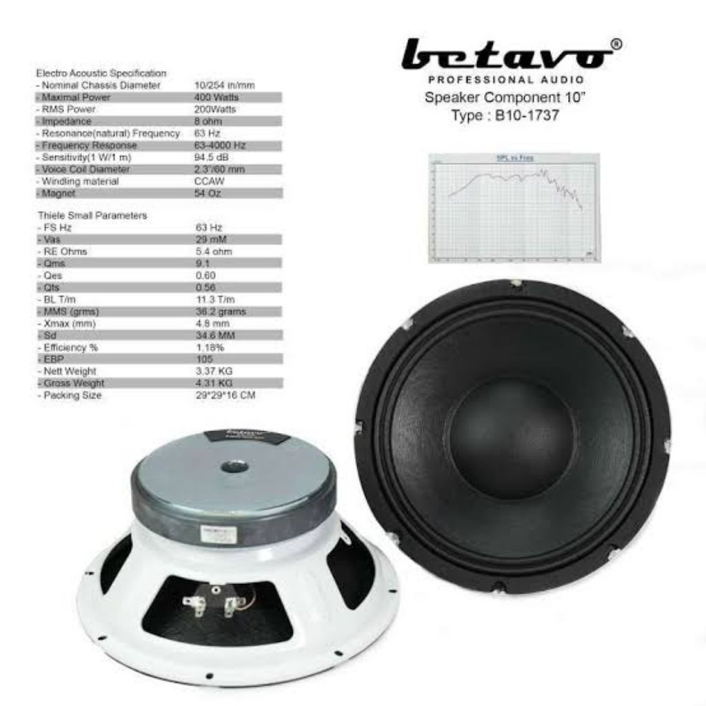 SPEAKER COMPONENT BETAVO 10 INCH B10-1737 ORIGINAL