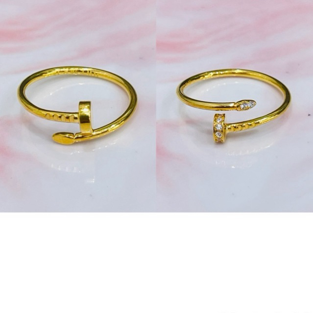 Cincin paku polos permata uk 13 - 17 simple elegant emas asli kadar 875 & 700