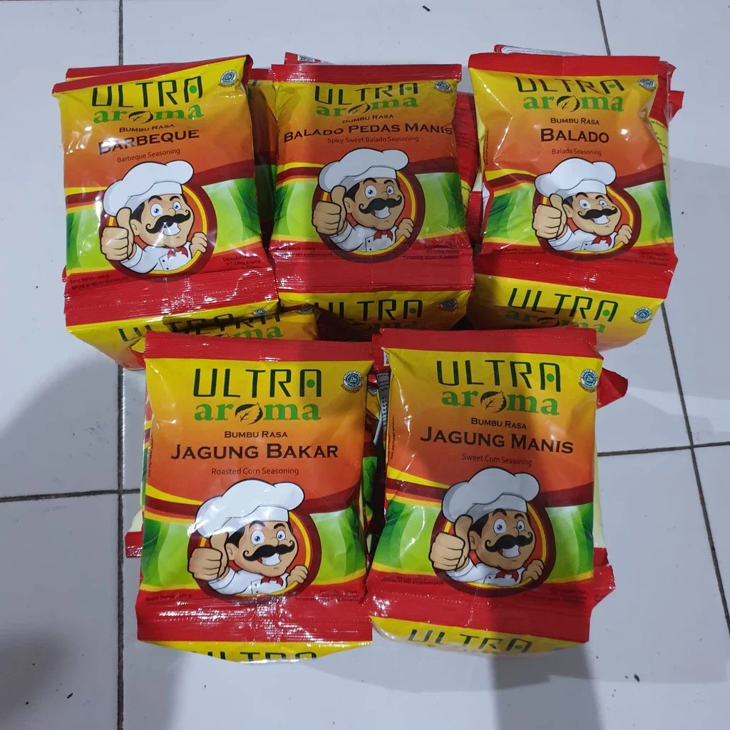 

Bumbu Tabur Serbaguna Ultra Aroma Aneka Rasa Kemasan Sachet 100gr / Bumbu Tabur Ultra Aroma Rasa BBQ / barbeque Keju, Balado , Sapi Panggang, jagung bakar, jagung manis per sachet.