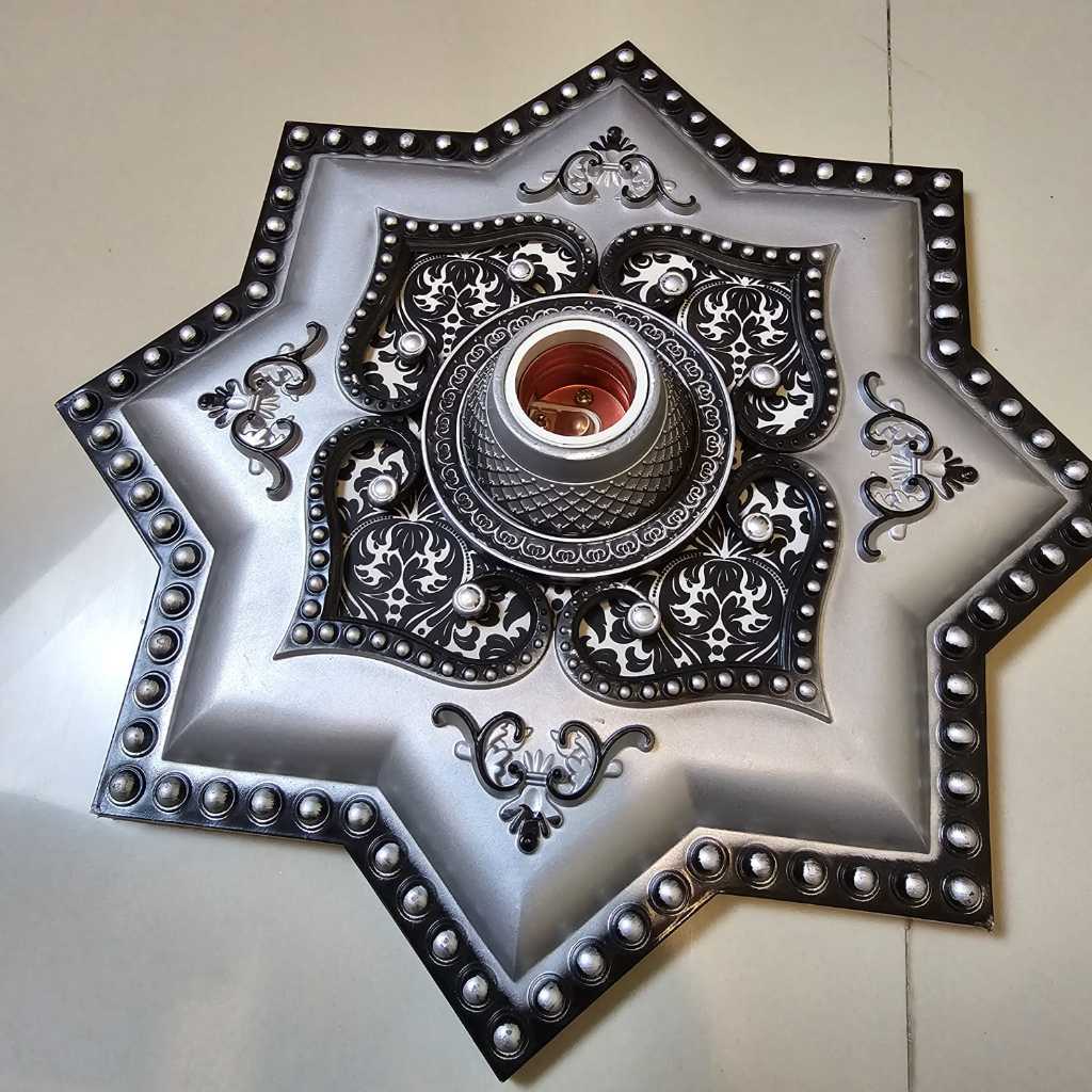 [ vicon ]Fiting Lampu Ornamen 30x30 Fiting Ornamen Plafon Hias PVC/GRC // Fiting Lampu Plafon