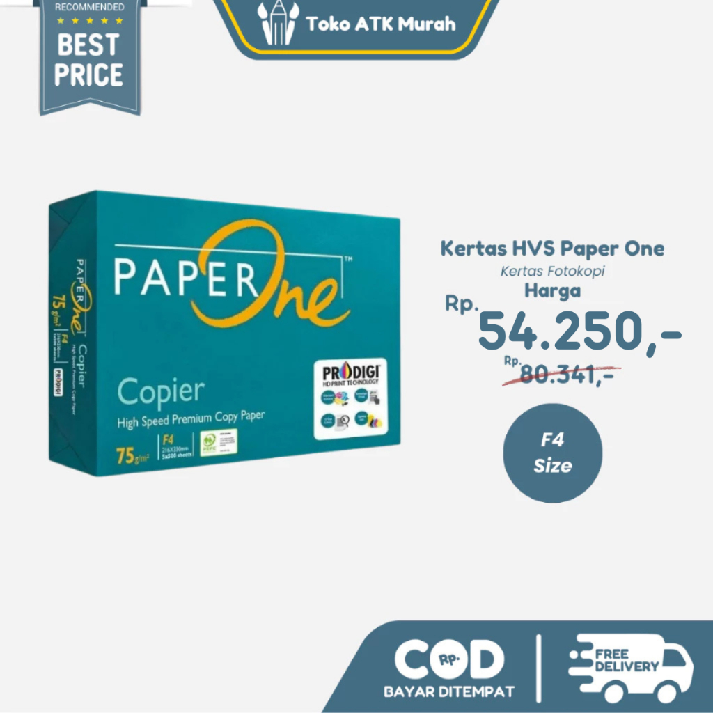 

Kertas HVS F4 75 Gsm Paper One ( 1 Rim Isi 500 Lembar ) - Kertas Fotokopi Print Berkualitas